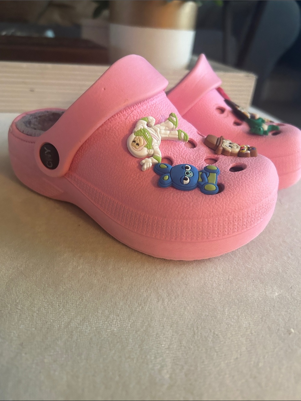 Kids Pink Slip-On Clog Sandals with Fun Character Charms